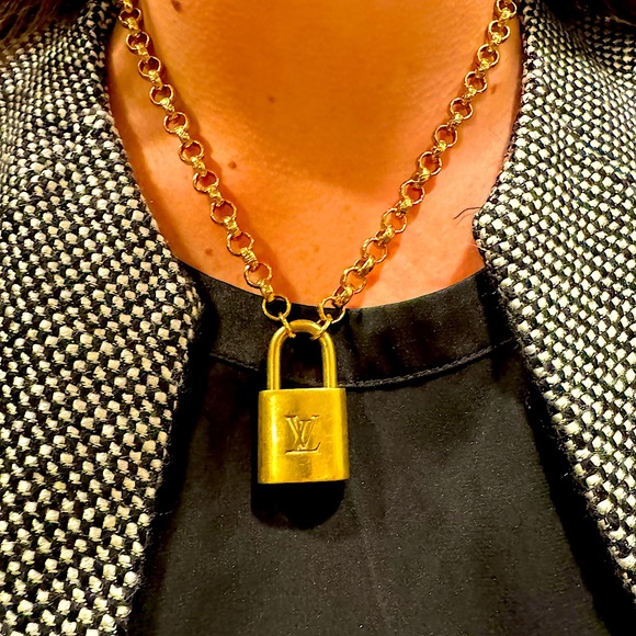 Vintage Louis Vuitton Brass Lock Necklace - Picture 1 of 5